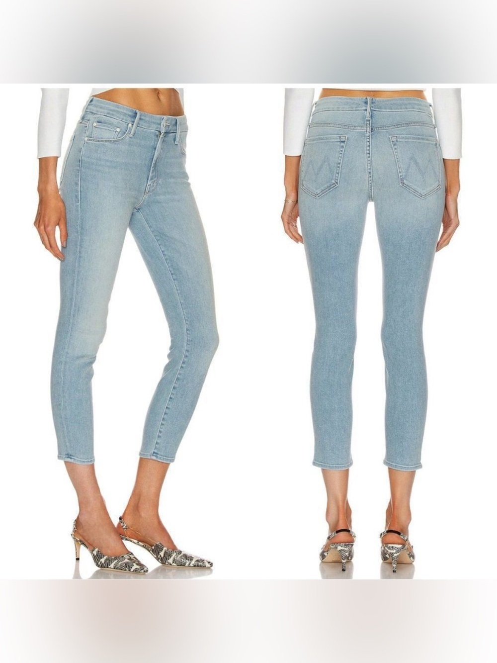 MOTHER The Looker Crop Swimming Pool Sunday Cropped Ankle Stretch Jeans